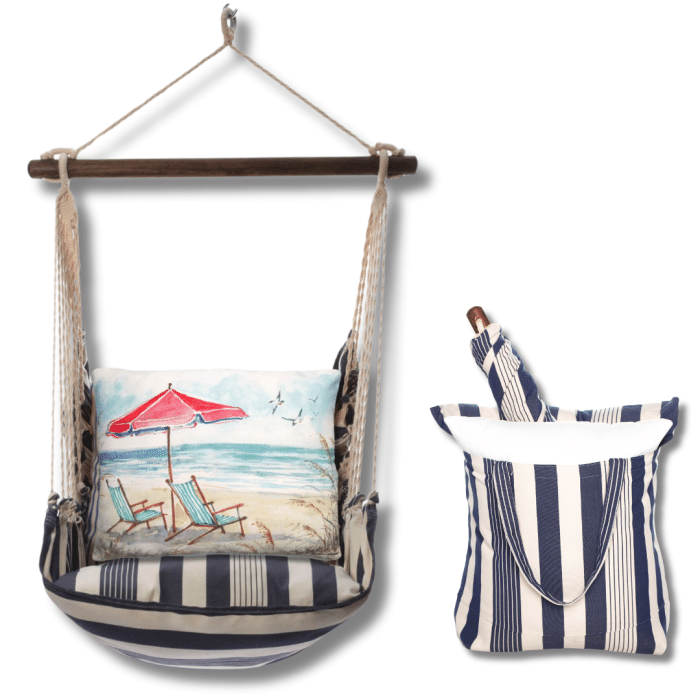 Swing Set 4 piece - Marina Stripe w/ Teal Beach Chairs <br>(Item # masw207-sp) - Image 2
