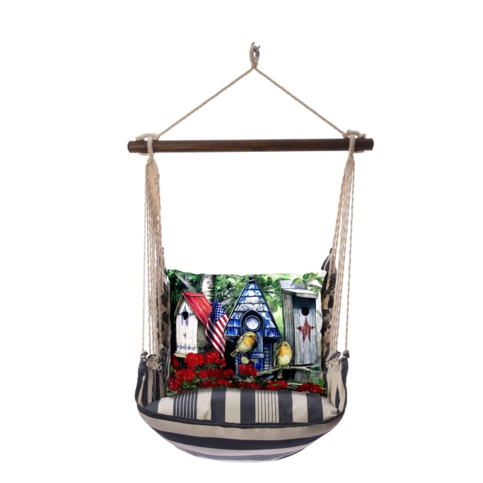 Swing Set 4 piece - Marina Stripe w/ Americana Birdhouse <br>(Item # matc462-sp) - Image 3