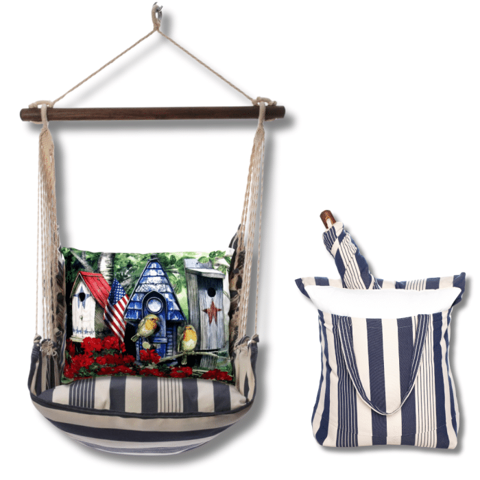 Swing Set 4 piece - Marina Stripe w/ Americana Birdhouse <br>(Item # matc462-sp) - Image 2