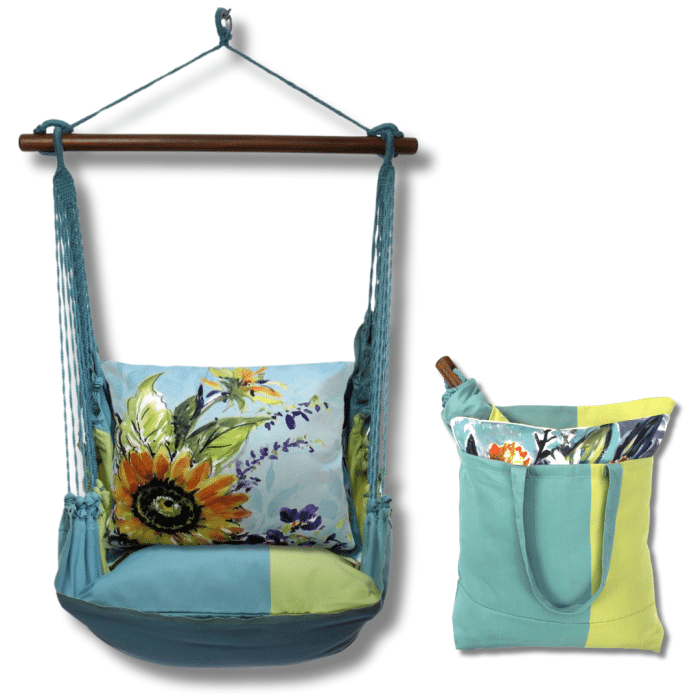 Swing Set 4 piece - Meadow Mist Stripe w/ Sunflowers on Teal 2 <br>(Item # mmsw304-sp) - Image 2