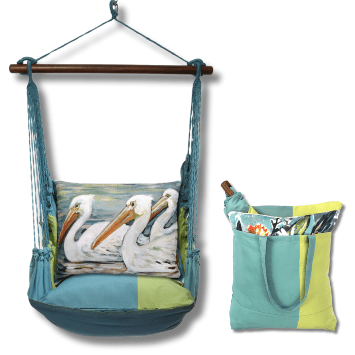 Swing Set 4 piece - Meadow Mist Stripe w/ 3 Pelicans Swimming <br>(Item # mmsw464-sp) - Image 2