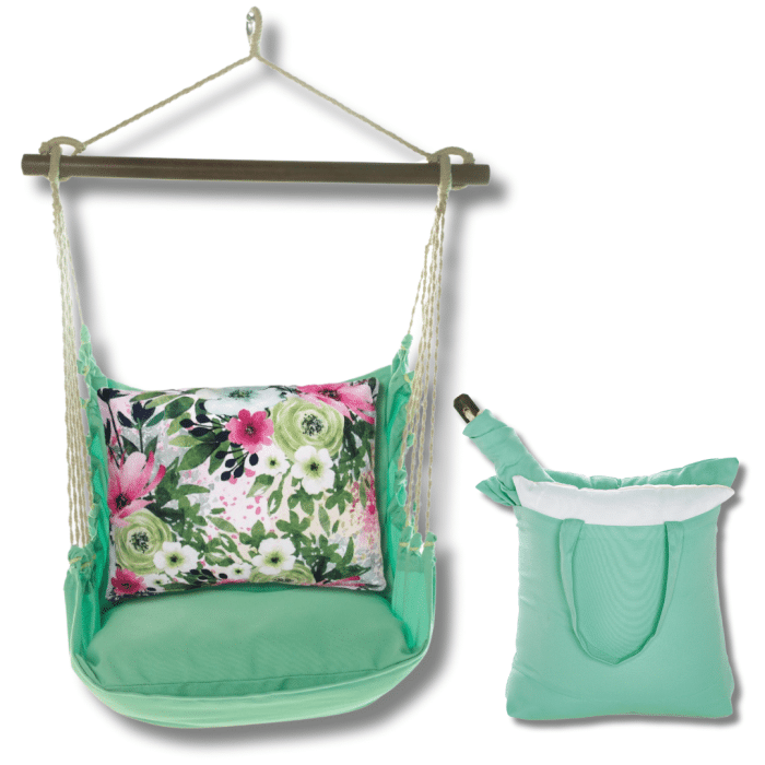 Swing Set 4 piece - Seafoam Green Solid w/ Meadow Dance 2 <br>(Item # sfjh462-sp) - Image 2