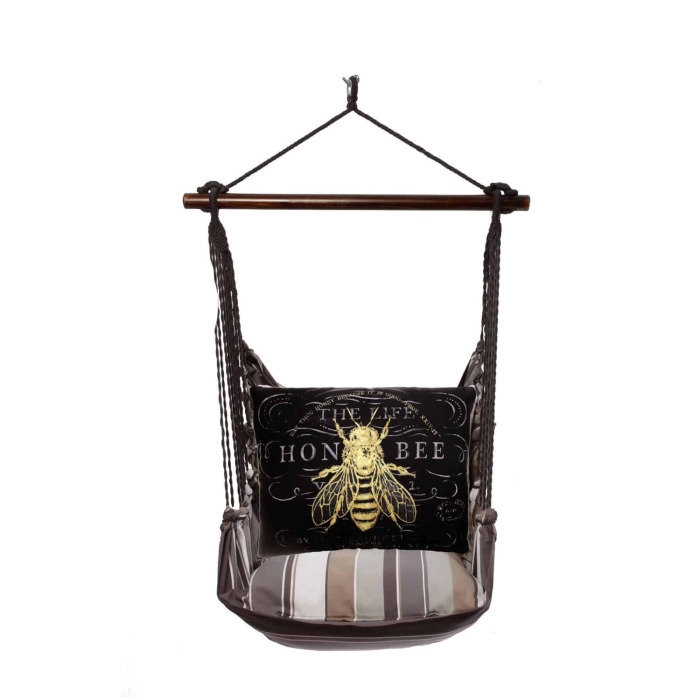 Swing Set 4 piece - Slate Gray Stripe w/ Vintage Bee on Black <br>(Item # sgcb701-sp) - Image 3