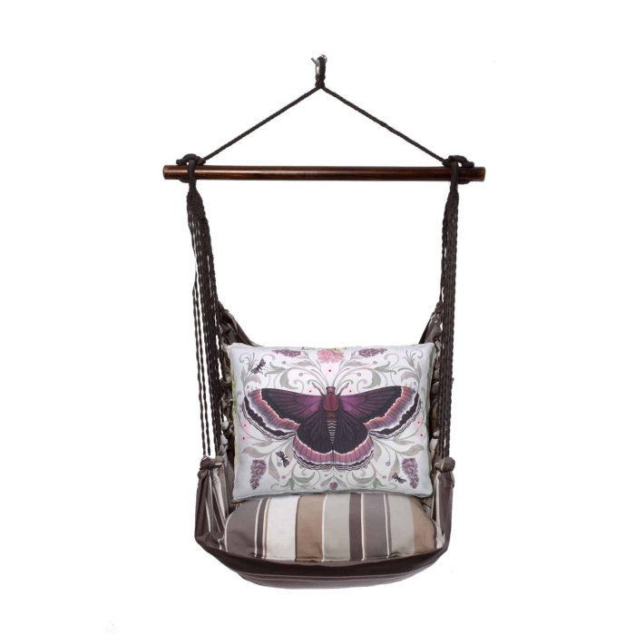 Swing Set 4 piece - Slate Gray Stripe w/ Mauve Butterfly <br>(Item # sgnt461-sp) - Image 3