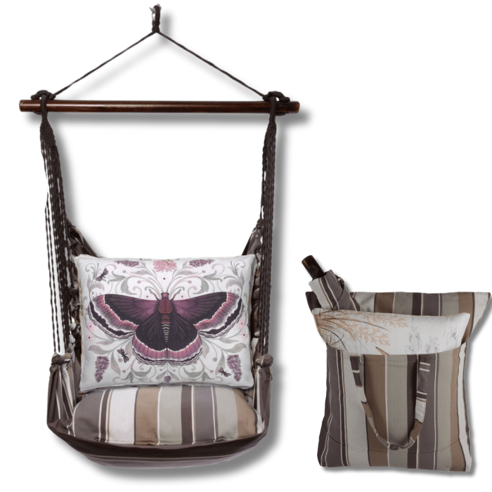 Swing Set 4 piece - Slate Gray Stripe w/ Mauve Butterfly <br>(Item # sgnt461-sp) - Image 2