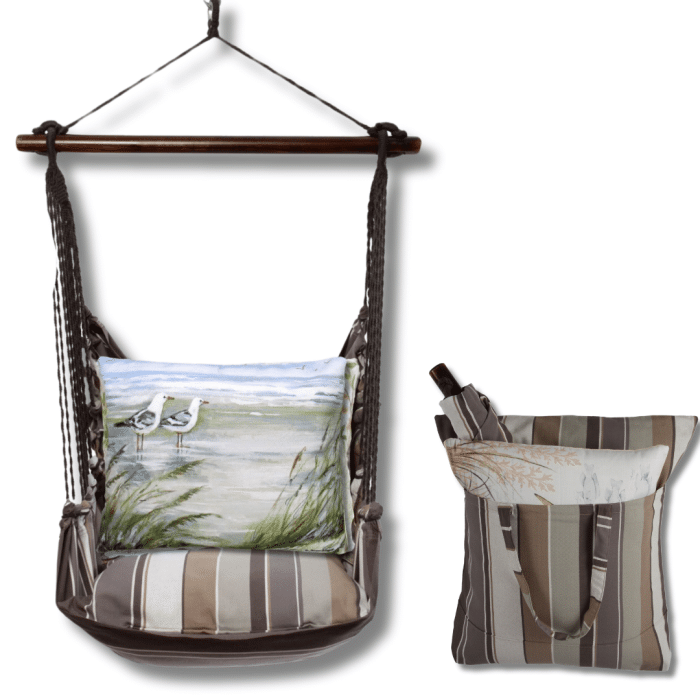 Swing Set 4 piece - Slate Gray Stripe w/ Seagulls <br>(Item # sgsw463-sp) - Image 2