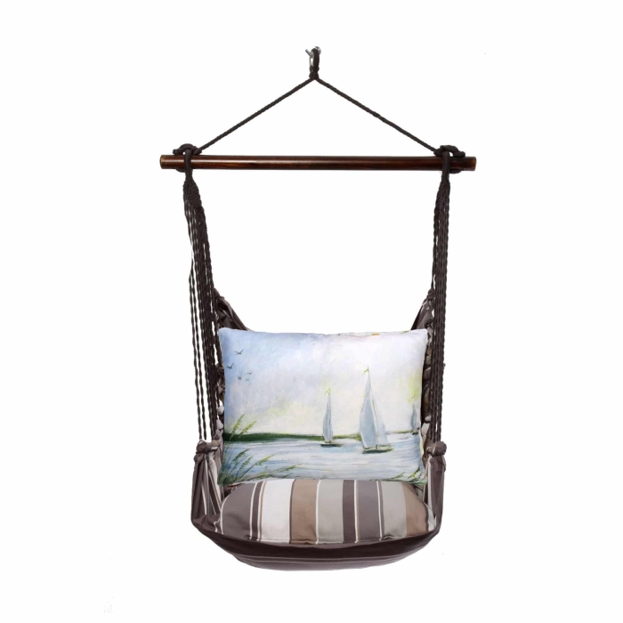 Swing Set 4 piece - Slate Gray Stripe w/ Sailboats <br>(Item # sgsw465-sp) - Image 3