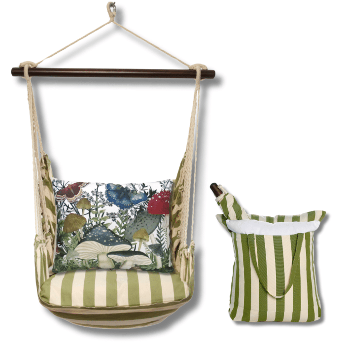 Swing Set 4 piece - Summer Palms Stripe w/ Botanical Mushrooms 2 <br>(Item # spnt463-sp) - Image 2