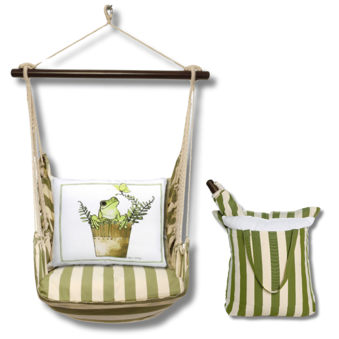 Swing Set 4 piece - Summer Palms Stripe w/ Frog in Pot <br>(Item # sprr465-sp) - Image 2