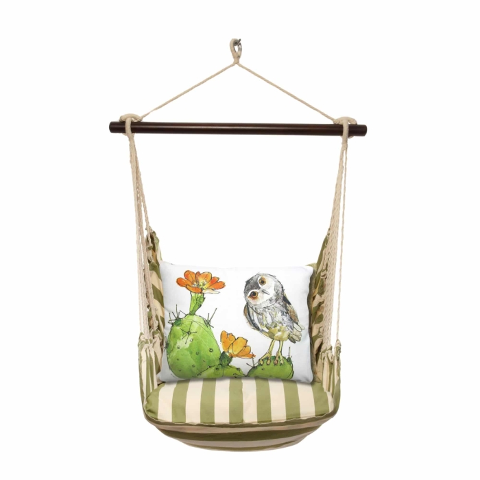 Swing Set 4 piece - Summer Palms Stripe w/ Owl on Prickly Cactus <br>(Item # sprr713-sp) - Image 3