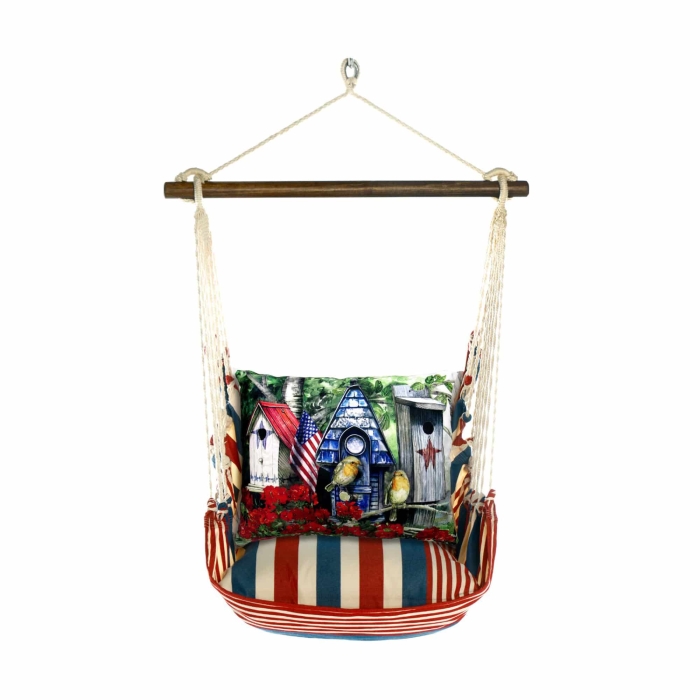 Swing Set 4 piece - Stars & Stripes w/ Americana Birdhouses <br>(Item # sstc462-sp) - Image 3