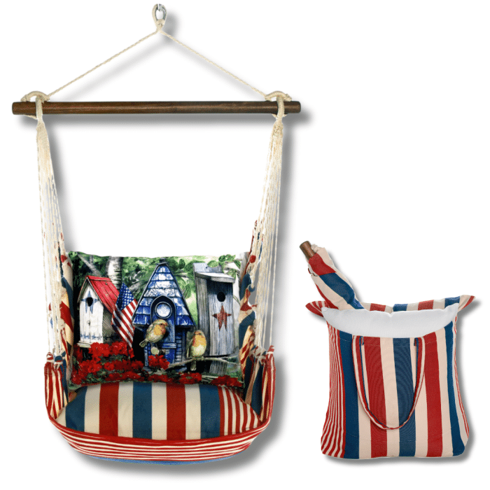 Swing Set 4 piece - Stars & Stripes w/ Americana Birdhouses <br>(Item # sstc462-sp) - Image 2