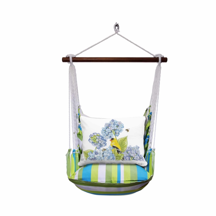Swing Set 4 piece - Beach Boulevard Stripe w/ Yellow Bird with Hydrangeas <br>(Item # sws-bb-mlt2501) - Image 2