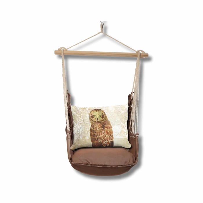Swing Set 4 piece - Chocolate Solid w/ Owl Portrait <br>(Item # sws-ch-ar2502) - Image 3