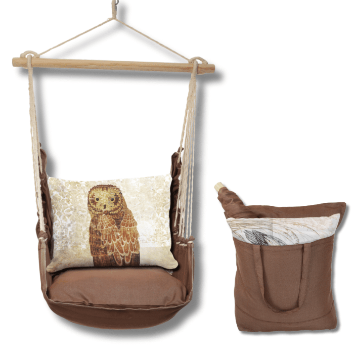 Swing Set 4 piece - Chocolate Solid w/ Owl Portrait <br>(Item # sws-ch-ar2502) - Image 2