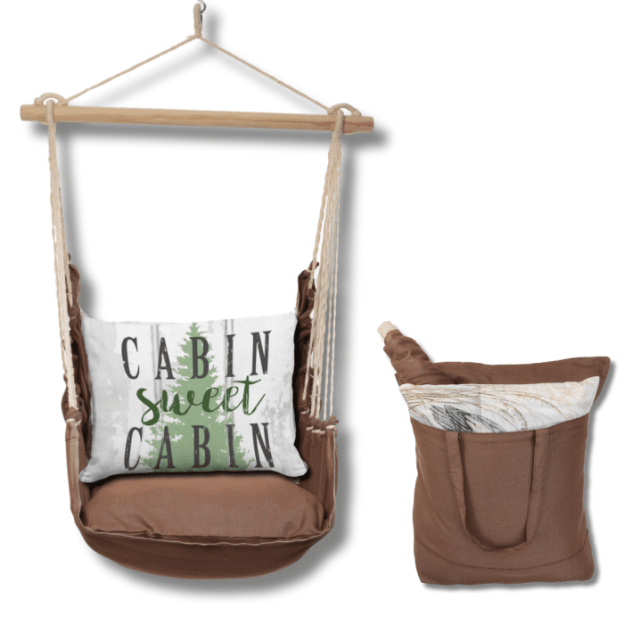Swing Set 4 piece - Chocolate Solid w/ Cabin Sweet Cabin <br>(Item # sws-ch-jm2505) - Image 2