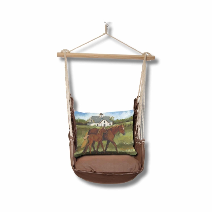 Swing Set 4 piece - Chocolate Solid w/ Brown Horses <br>(Item # sws-ch-sw2508) - Image 3