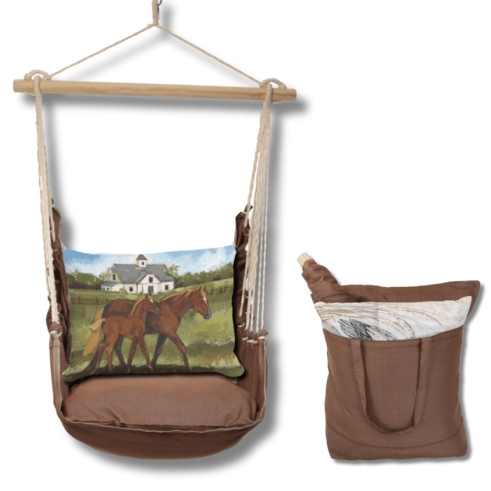 Swing Set 4 piece - Chocolate Solid w/ Brown Horses <br>(Item # sws-ch-sw2508) - Image 2