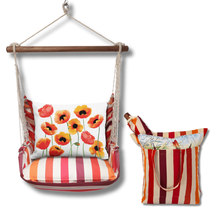 Swing Set 4 piece - Cristina Stripe w/ Poppy Blossoms <br>(Item # sws-cr-ag2501) - Image 2