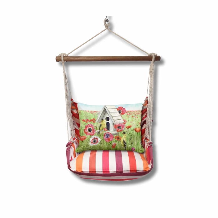 Swing Set 4 piece - Cristina Stripe w/ Yellow Birds and Poppy Field <br>(Item # sws-cr-tc2502) - Image 3