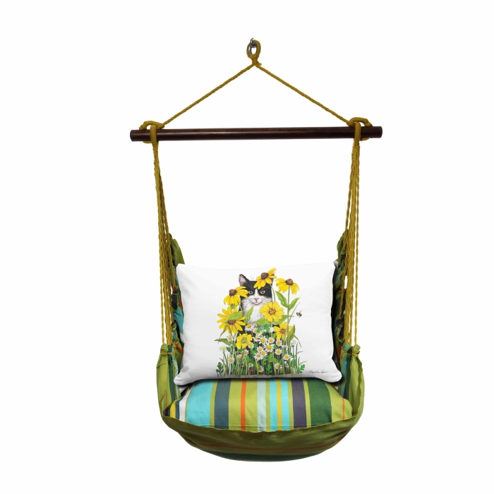 Swing Set 4 piece - Citrus Stripe w/ Cat with Daisies  <br>(Item # sws-ct-mlt2502) - Image 3