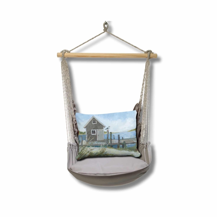 Swing Set 4 piece - Gray Solid w/ Boat House Pier <br>(Item # sws-gr-sw2506) - Image 3