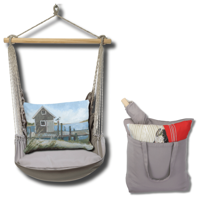 Swing Set 4 piece - Gray Solid w/ Boat House Pier <br>(Item # sws-gr-sw2506) - Image 2