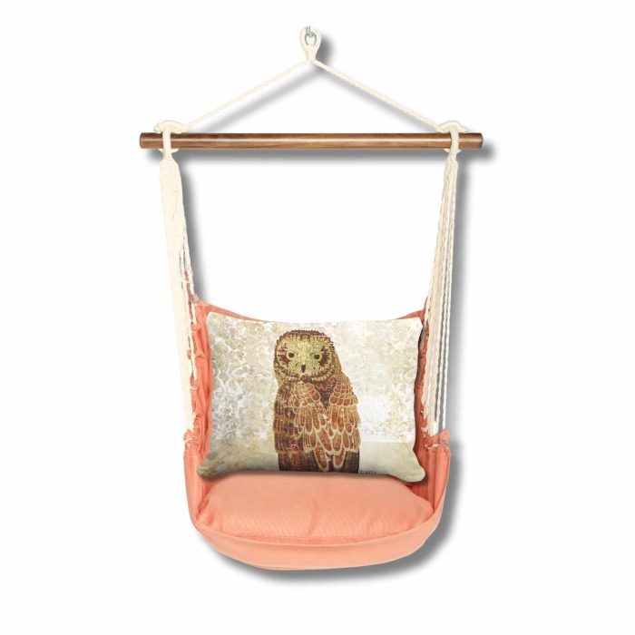 Swing Set 4 piece - Living Coral w/ Owl Portrait <br>(Item # sws-lc-ar2502) - Image 3