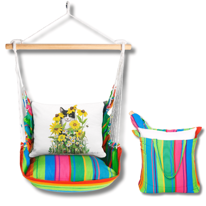 Swing Set 4 piece - Le Jardin Nouveau w/ Cat with Daisies <br>(Item # sws-ljn-mlt2502) - Image 2
