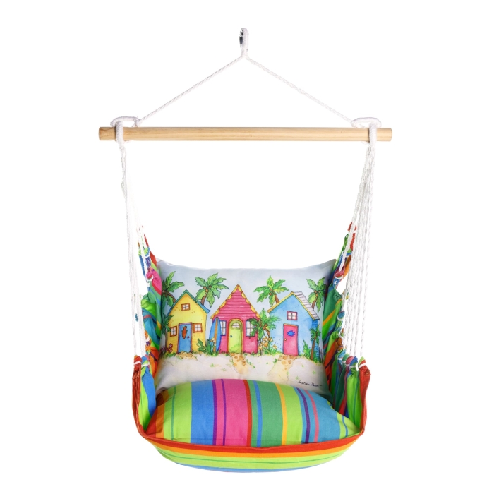 Swing Set 4 piece - Le Jardin Nouveau w/ Colorful Beach Cottages <br>(Item # sws-ljn-sr2502) - Image 3