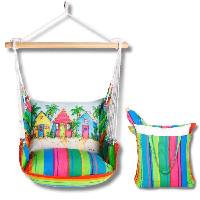 Swing Set 4 piece - Le Jardin Nouveau w/ Colorful Beach Cottages <br>(Item # sws-ljn-sr2502) - Image 2