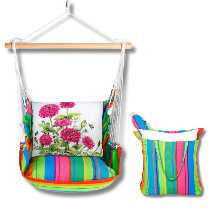 Swing Set 4 piece - Le Jardin Nouveau w/ Pink Zinnias <br>(Item # sws-ljn-sw408) - Image 2