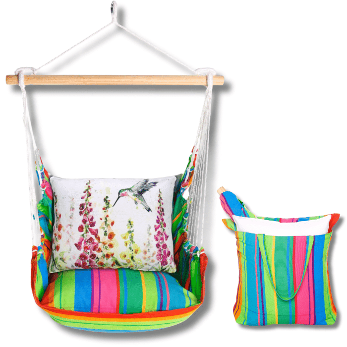 Swing Set 4 piece - Le Jardin Nouveau w/ Foxgloves with Hummingbird <br>(Item # sws-ljn-sw470) - Image 2