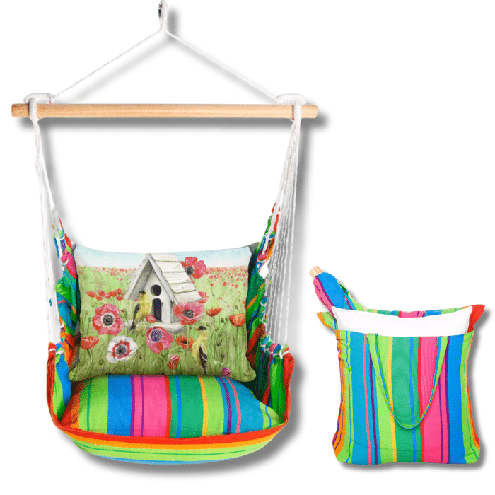 Swing Set 4 piece - Le Jardin Nouveau w/ Yellow Birds and Poppy Field <br>(Item # sws-ljn-tc2502) - Image 2