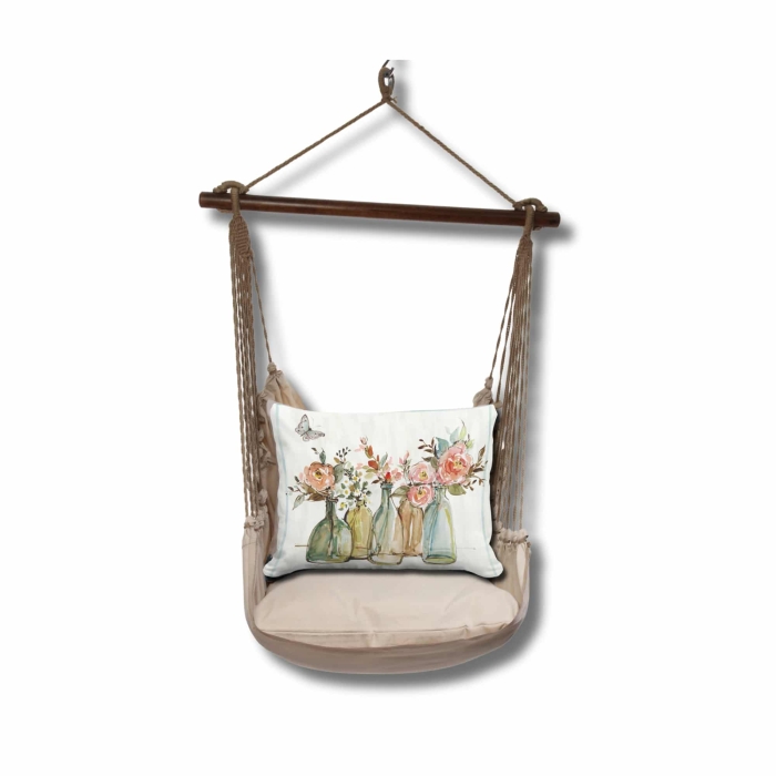 Swing Set 4 piece - Latte Solid w/ Flowers in Glass Bottles <br>(Item # sws-lt-sw2503) - Image 3