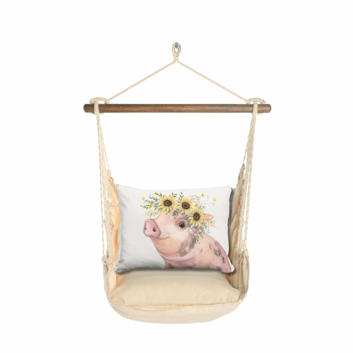 Swing Set 4 piece - Magnolia Stripe w/ Pig with Sunflowers <br>(Item # sws-ms-brd2505) - Image 3