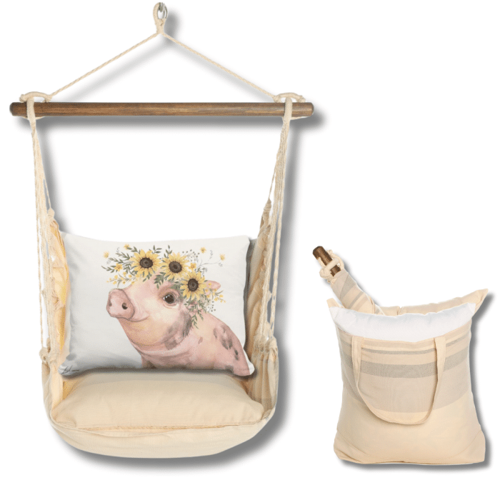 Swing Set 4 piece - Magnolia Stripe w/ Pig with Sunflowers <br>(Item # sws-ms-brd2505) - Image 2