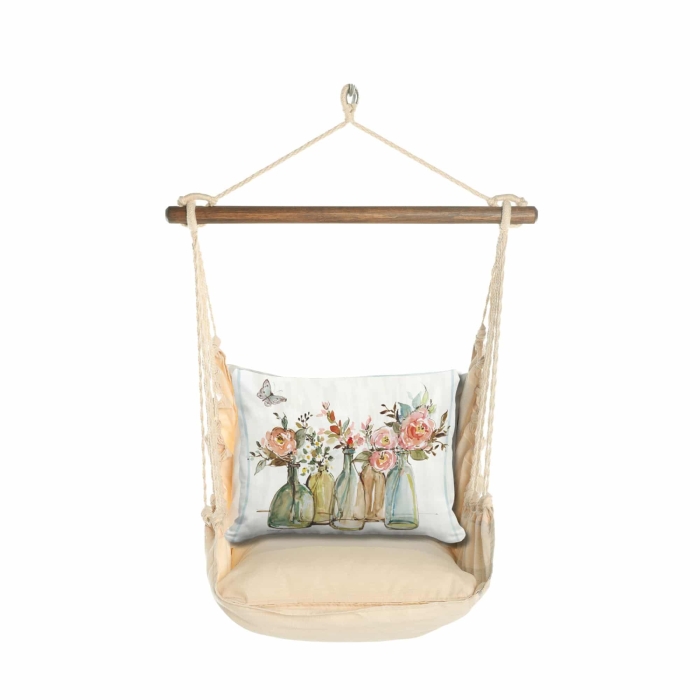 Swing Set 4 piece - Magnolia Stripe w/ Flowers in Glass Bottles <br>(Item # sws-ms-sw2503) - Image 3
