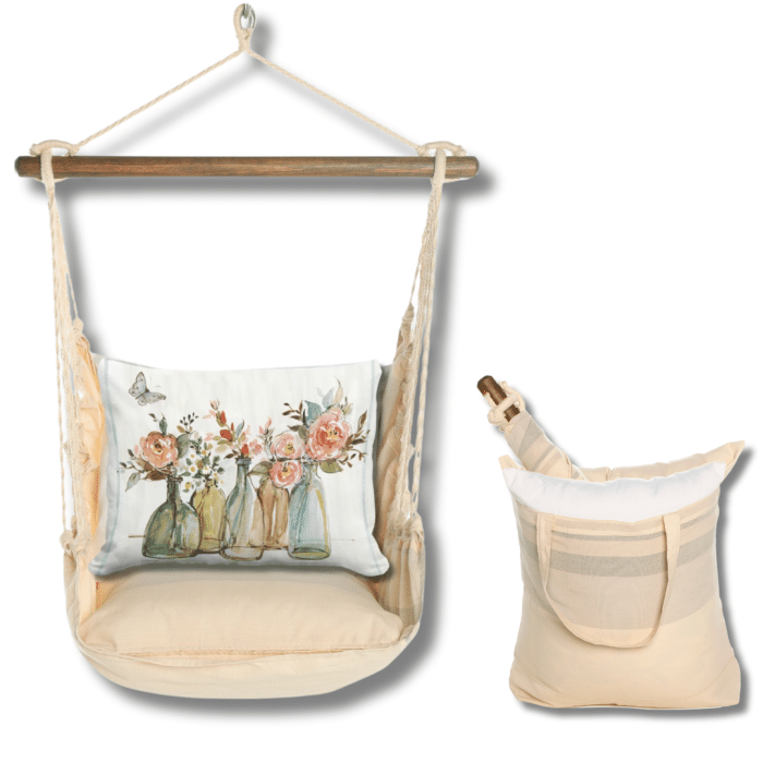 Swing Set 4 piece - Magnolia Stripe w/ Flowers in Glass Bottles <br>(Item # sws-ms-sw2503) - Image 2