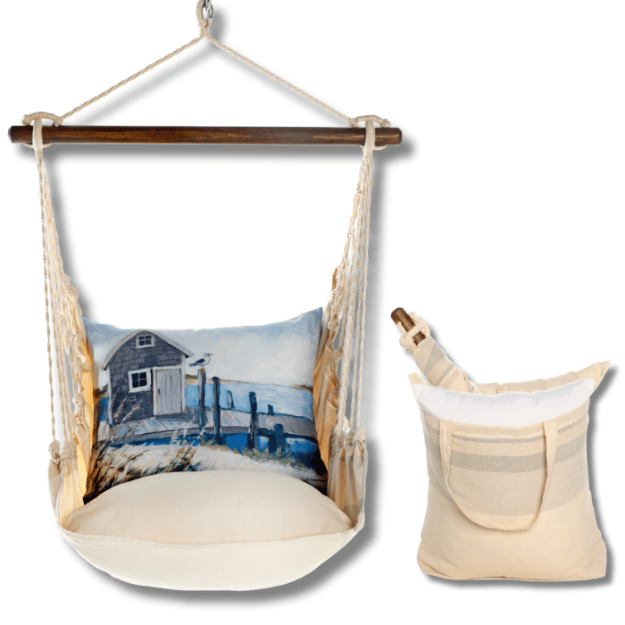 Swing Set 4 piece - Magnolia Stripe w/ Boat House Pier <br>(Item # sws-ms-sw2506) - Image 2