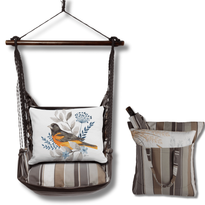 Swing Set 4 piece - Slate Gray Stripe w/ Oriole <br>(Item # sws-sg-brd2502) - Image 2