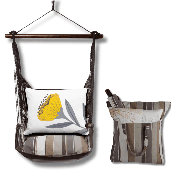 Swing Set 4 piece - Slate Gray Stripe w/ Yellow Poppy <br>(Item # sws-sg-jap2501) - Image 2