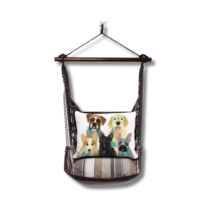 Swing Set 4 piece - Slate Gray Stripe w/ Dog Portrait <br>(Item # sws-sg-jm2507) - Image 3