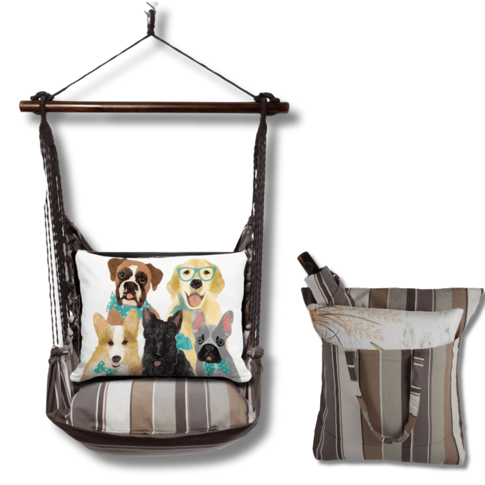 Swing Set 4 piece - Slate Gray Stripe w/ Dog Portrait <br>(Item # sws-sg-jm2507) - Image 2