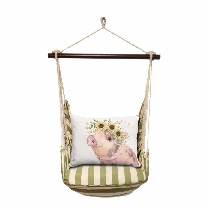 Swing Set 4 piece - Summer Palms Stripe w/ Pig with Sunflowers <br>(Item # sws-sp-brd2505) - Image 3