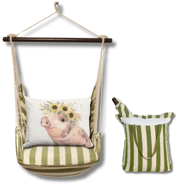 Swing Set 4 piece - Summer Palms Stripe w/ Pig with Sunflowers <br>(Item # sws-sp-brd2505) - Image 2