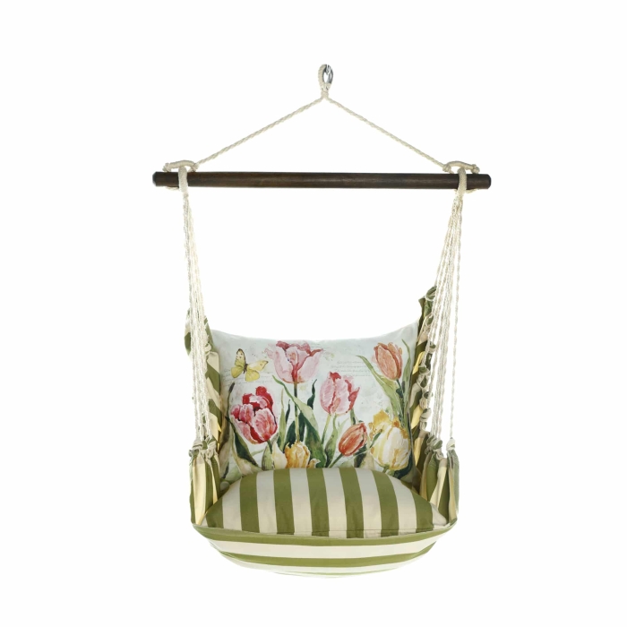 Swing Set 4 piece - Summer Palms Stripe w/ Pink and Yellow Tulips <br>(Item # sws-sp-sw2501) - Image 3