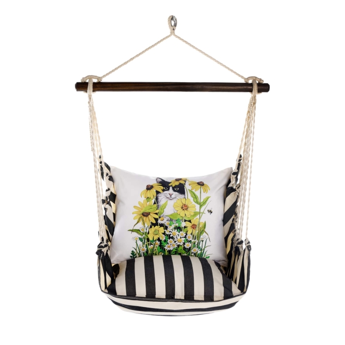 Swing Set 4 piece - True Black Stripe w/ Cat with Daisies <br>(Item # sws-tb-mlt2502) - Image 3