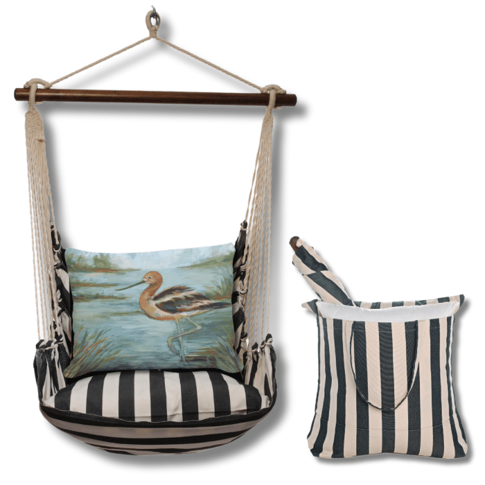 Swing Set 4 piece - True Black Stripe w/ Avocet Bird in Water <br>(Item # sws-tb-sw2505) - Image 2