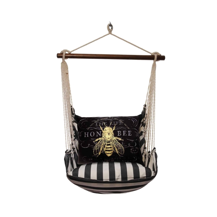 Swing Set 4 piece - True Black Stripe w/ Vintage Bee on Black <br>(Item # tbcb701-sp) - Image 3